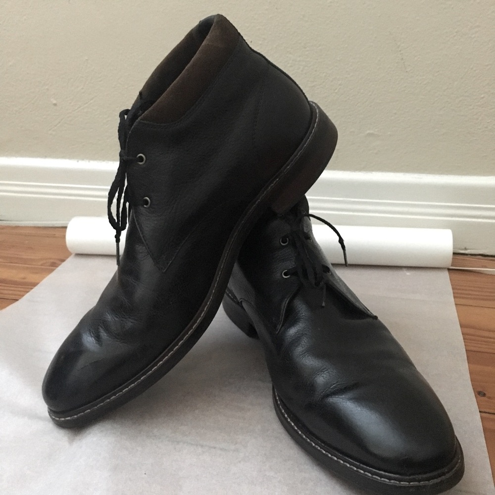 LP Cole Haan Low Cut Chukka Boots Pebble Grain Leather Classic Style | Black